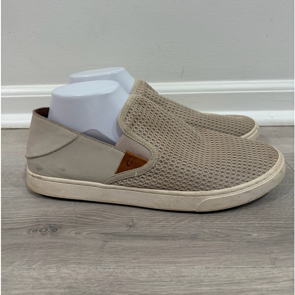 Olukai Pehuea Li Womens Slip On Mesh Leather Sneakers Shoes 11 Sand Taupe